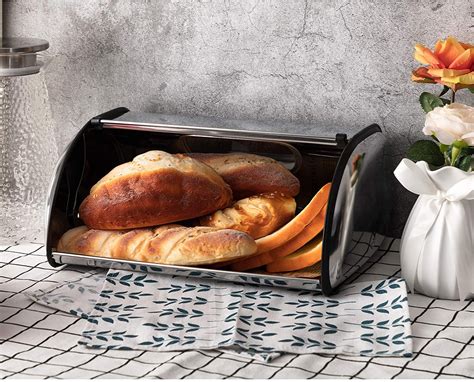 stainless steel bread box drawer|bread box for kitchen counter.